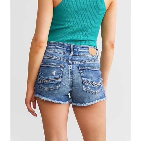 BKE Denim Gabby Stretch High Rise Denim Short Size 27 Distressed Corey Wash - Picture 4 of 16